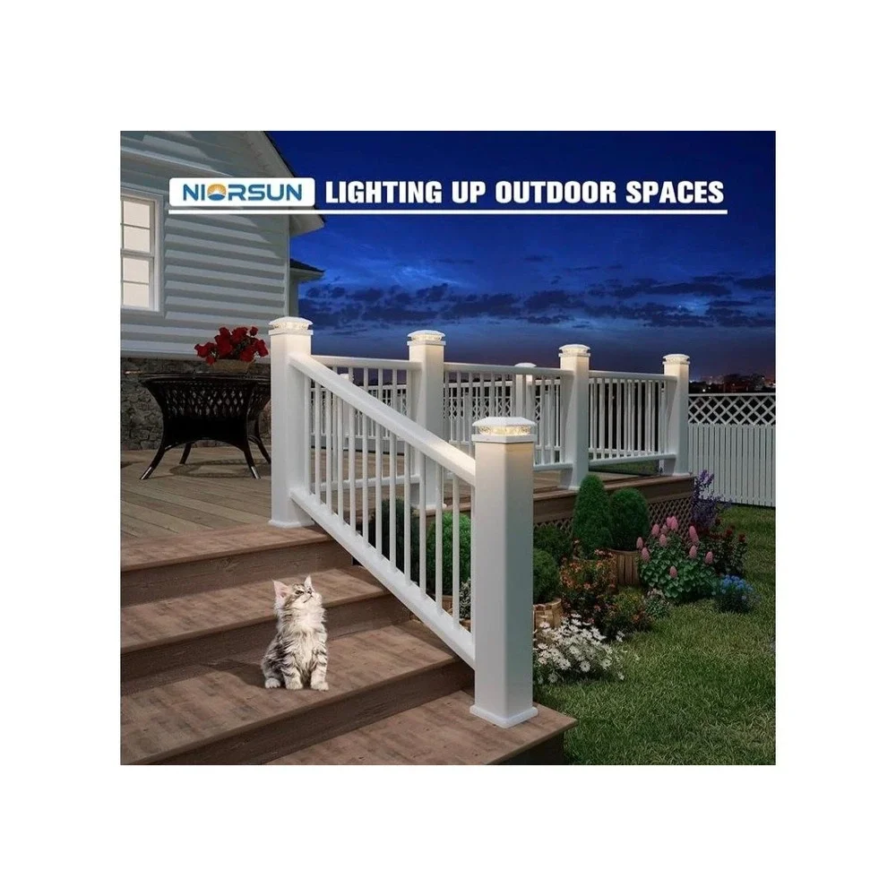 NIORSUN Solar Post Cap Lights 16 Pack Warm White LED 4x4 5x5 Deck Fence Outdoor